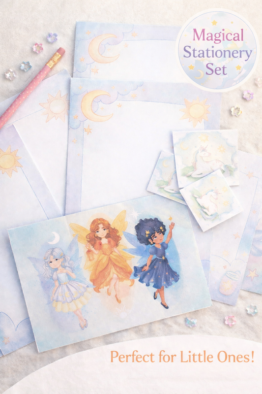 Fairy Stationery Set with Unicorn Stickers